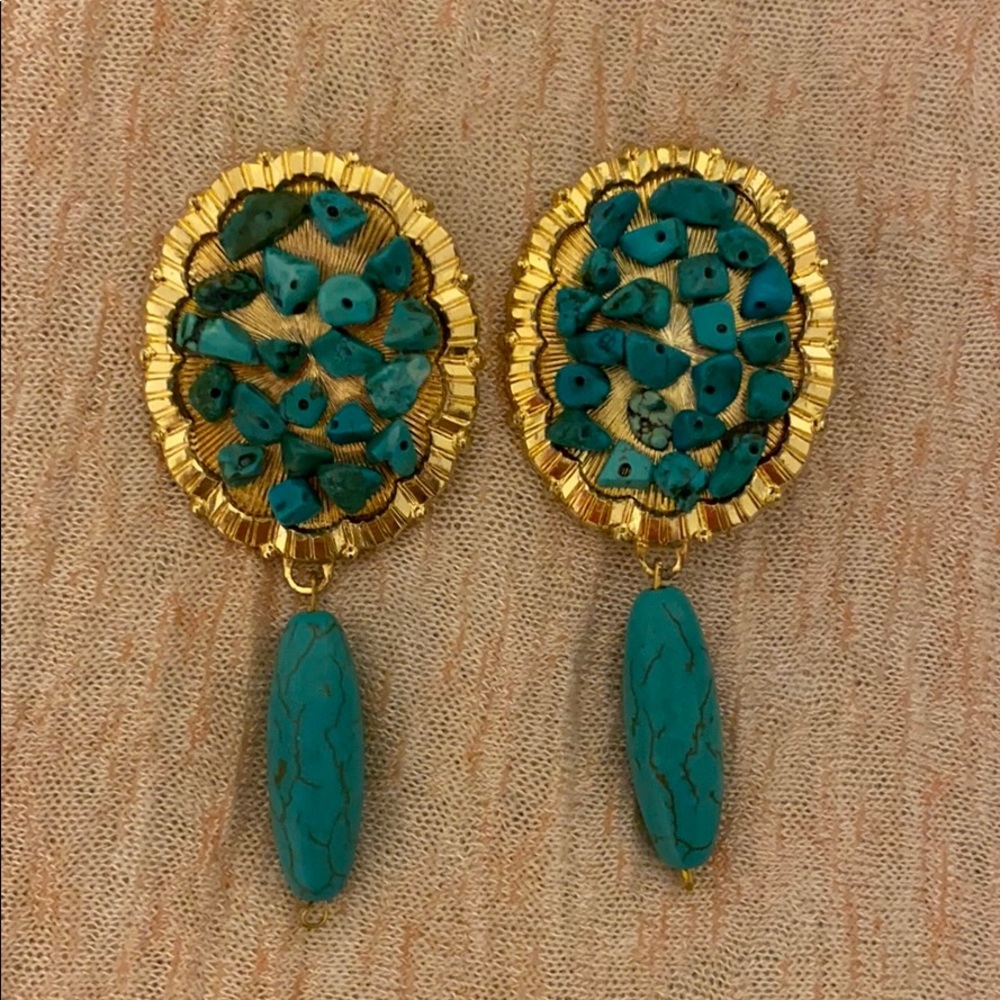 Gold/ Turquoise handmade earrings from Turkey 😍